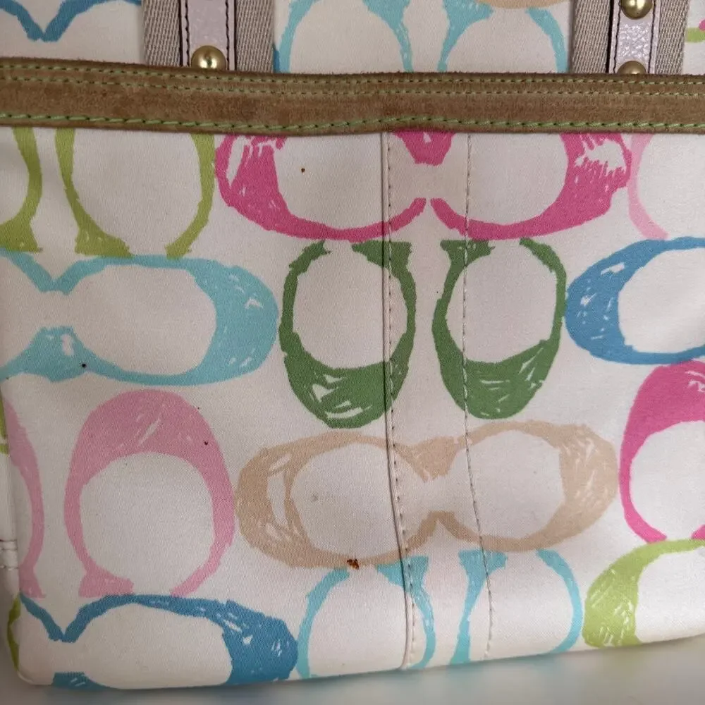 Coach Hamptons Rainbow Pastel Signature Scribble Tote Bag Purse Y2K Style 247 - Picture 13 of 15